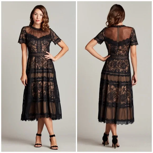 TADASHI SHOJI Camilla Lace Tea-Length Dress - Picture 2 of 7